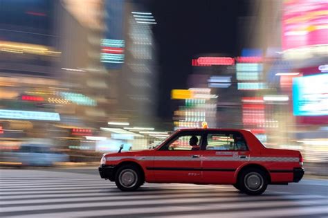 Blurred motion of car on illuminated city street | Premium Photo