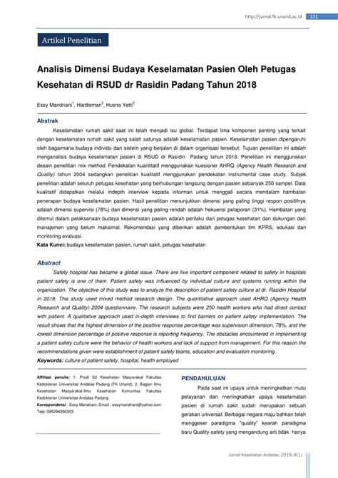 12 dimensi budaya keselamatan pasien