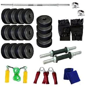 Buy Spanco Weight Plate Combination 80 Kg, Dumbell Rods, Straight Rod ...