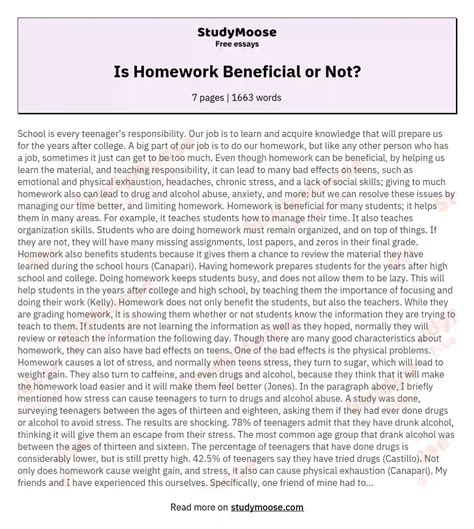 Is Homework Beneficial or Not? Free Essay Example