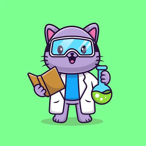 Cute Cat Scientist Cartoon Vector Icon Illustration. Animal Science ...