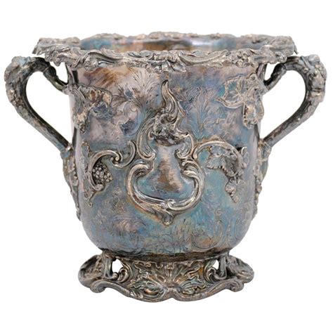 Sheffield Silver Plate Champagne Bucket with Lion Head Handles at 1stDibs