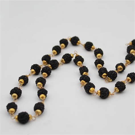 Original Black Rudraksha Mala 36 Beads With Golden Cap – dharmsaar