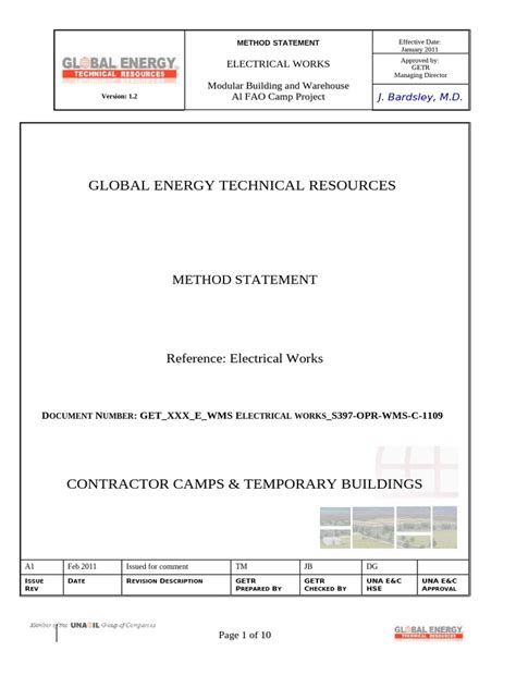 Image result for Electrical Work Method Statement
