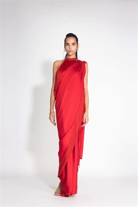 Noor Fringe Sari with Jewelled Halter Top – 431-88