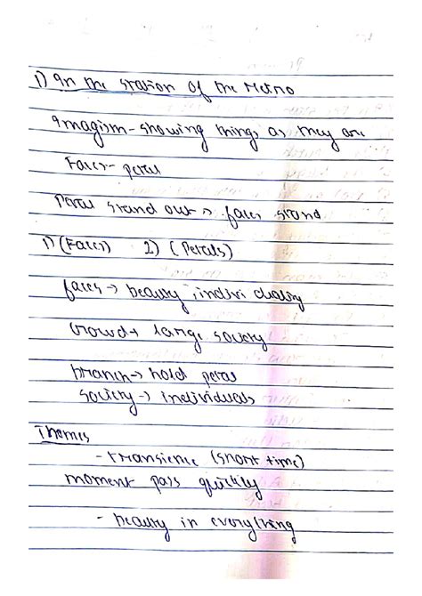 Notes - 1) In the station of the Metro thing as my are perey Percu ...