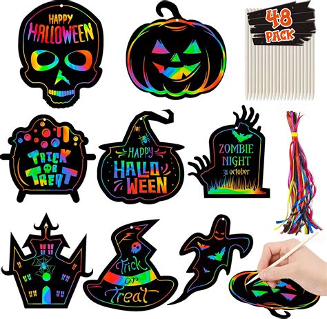 Buy Halloween Crafts Kit for Kids, 48 Set Halloween Crafts Scratch ...