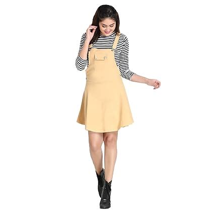 Buy DIMPY GARMENTS Blended Women's Dungaree Above Knee Skirt Dress with ...