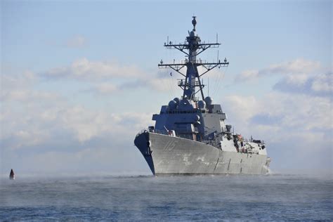 Download wallpaper sea, fog, haze, USS, squadron, destroyer, Rafael ...