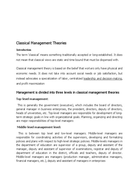 Image result for Classical Management Approach