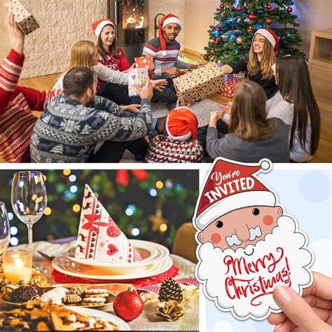 Buy RZHV 15 Pack Christmas Santa Claus Shaped Fill-In Party Invitations ...