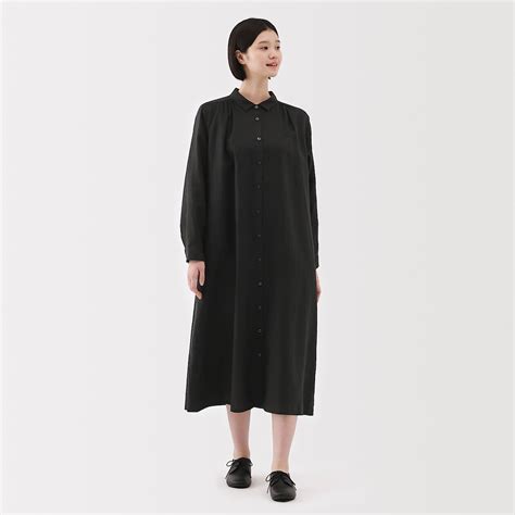 Ladies' Washed Linen Long Sleeves Shirt Dress | 無印良品 MUJI