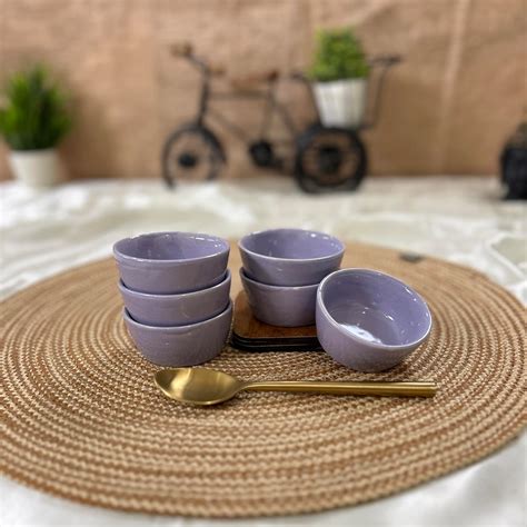 Buy CERAMIC DINING Glossy Purple Ceramic 50 ml Dip Bowls Set of 6 ...