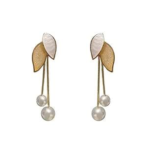 Buy El Regalo Leaf Pearl Tassel Contemporary Drop Earrings For Girls ...