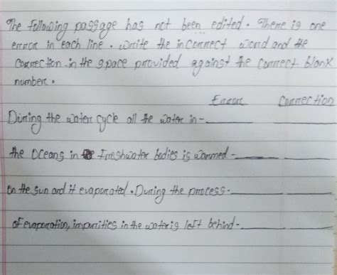 the following passage has not been edited.there is one error in each ...