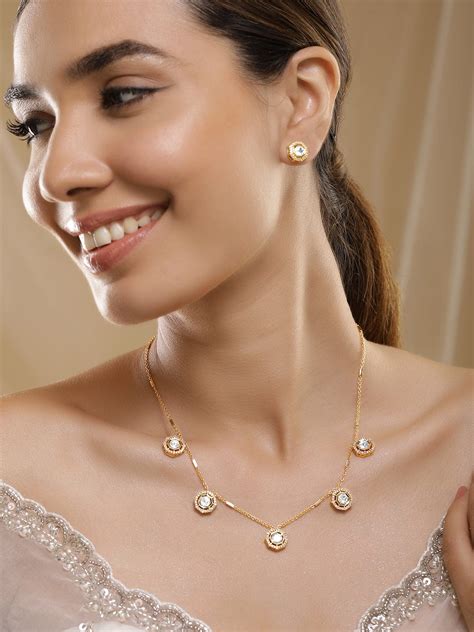 Rubans Gold-Plated Crystal Stone Studded Jewellery Set