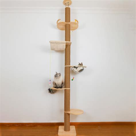 Floor to Ceiling Cat Tree Height (50-120 in) Adjustable Cat Tower 5 ...
