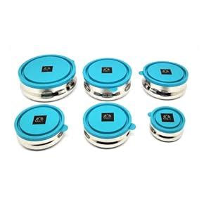 NYRA® Stainless Steel Food Storage 6 Pcs Container Set (150 ML, 200 ML ...