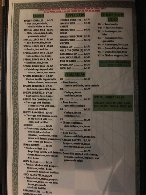 Menu at Rio Grande restaurant, Nitro, 503 1st Ave S