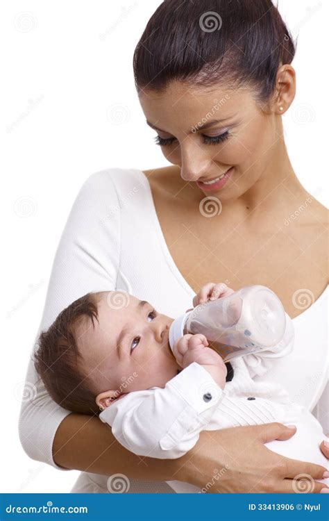 Mother Holding and Feeding Baby Stock Photo - Image of embracing, cute ...
