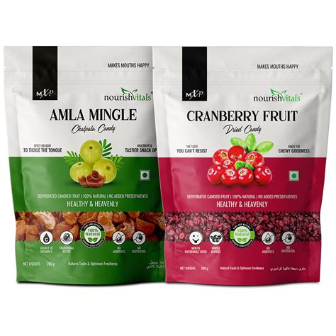 NourishVitals Chatpata Amla Mingle Candy + Cranberry Fruit Dried Candy ...