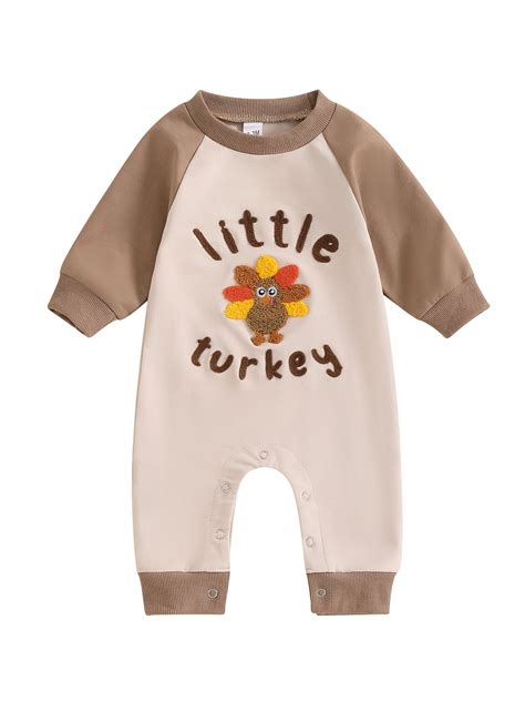 Qtinghua Thanksgiving Baby Boy Girl Outfit Little Turkey Jumpsuit ...