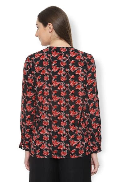 Buy Women Red Print Formal Round Neck Top Online - 395743 | Van Heusen