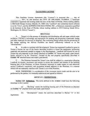 Fillable Online SCWO license agreement w exhibits 4 11 11.pdf Fax Email ...