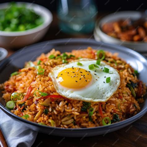Premium AI Image | Kimchi Bokkeumbap Creation Korean Fried Rice Magic ...