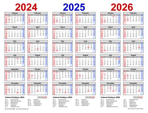 2024-2026 Three Year Calendar - Free Printable PDF Templates
