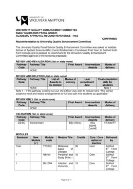 Fillable Online 1453 - Delivery of year 1 UG Biochemistry at Solihull ...