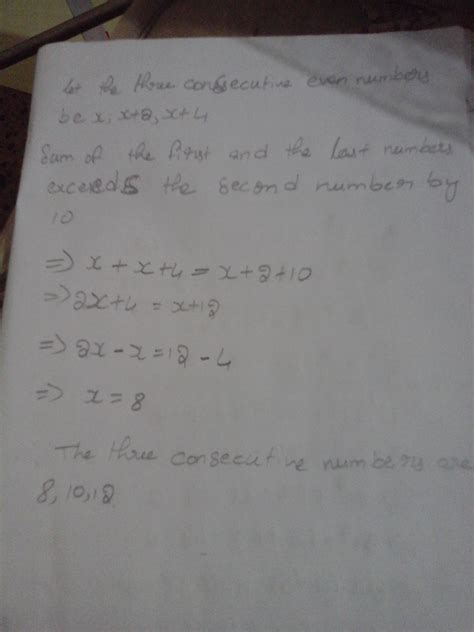 find three consecutive even numbers such that the sum of the first and ...