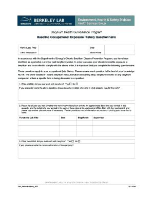 Fillable Online base line and exposure questinnaire form Fax Email ...