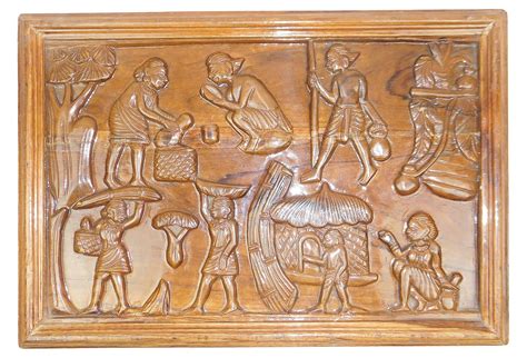 WOODKART HANDICRAFT Wooden Handicraft Tribal Life Wall Hanging Scenery ...