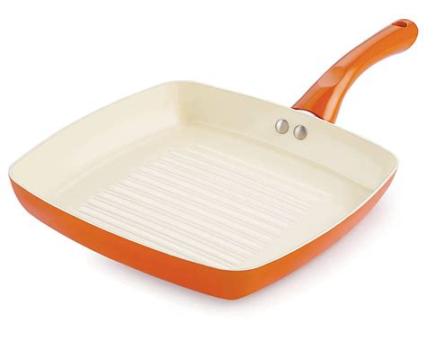 Buy Nirlon Ceramic Aluminium Non Stick Non Induction Grill Pan,Orange ...