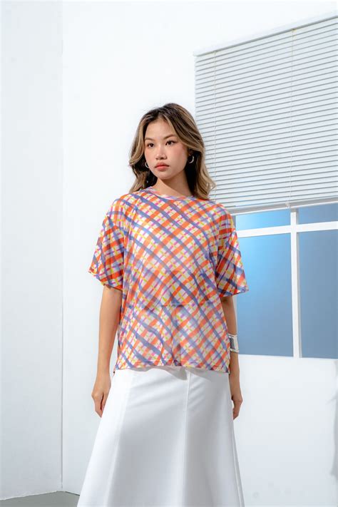 Checked Mesh Oversized T-shirt – LIBÉ