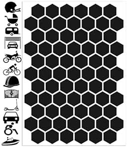 71pcs High Visibility Warning Reflective Stickers Hexagon Honeycomb Kit ...