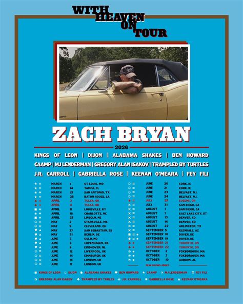 Zach Bryan Announces 2026 "With Heaven on Tour" Dates
