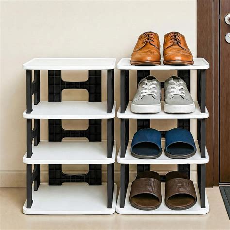 VERAT 4 Tier Shoes Rack/Foldable Shoe Rack/Adjustable Shoe Organizers ...
