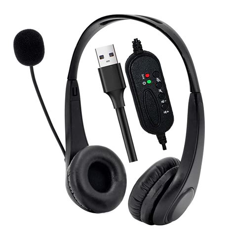 NEE Call Center Headset with Microphone Dual-Sided Headphone USB Corded ...