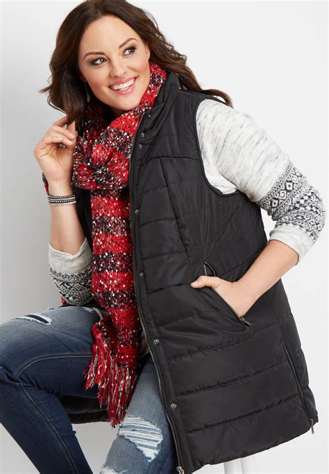 plus size long puffer vest | maurices