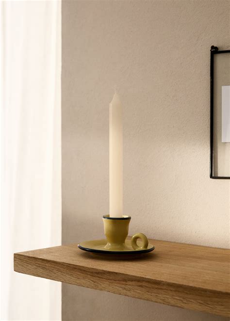 Colored rim earthenware candelabra - Home | MANGO Czech Republic