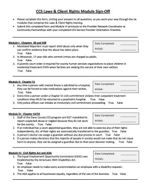 Fillable Online danecountyhumanservices CCS Laws Client Rights Module ...