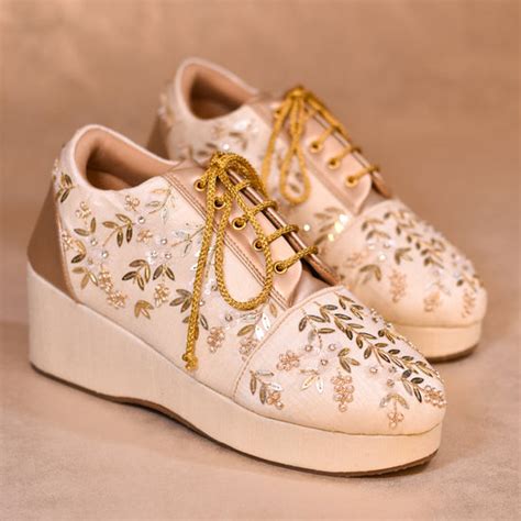 Aries Heel Sneakers | Embroidery High Heel Wedding Sneakers – aroundalways