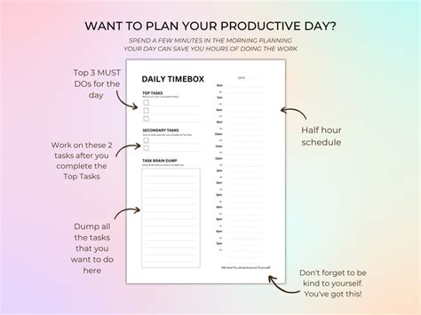 Buy Daily Timebox Planner, Fillable + Printable PDF, Time Block Journal ...