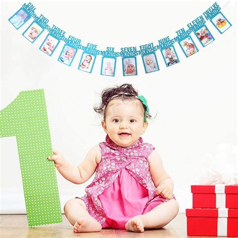 Camarilla 1-12 Month Baby Bunting Photo Banner for 1st Birthday/Boys ...