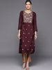Buy Burgundy Yoke Design Wool Straight Kurta Online at $24.00 USD ...