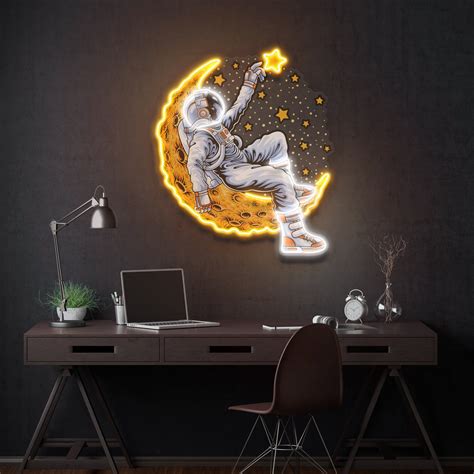 Astronaut Lying On The Moon Artwork Led Neon Sign Light ...