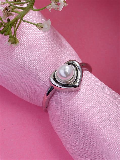 925 Sterling Silver Heart Diamond Adjustable Ring for Women – Elegant ...