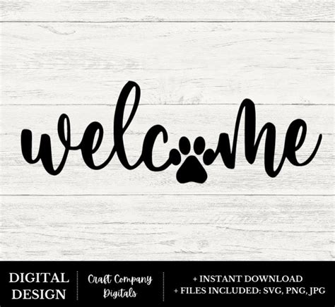 Buy Welcome SVG PNG JPG, Paw Print Svg, Greeting Svg, Door Hanger Svg ...